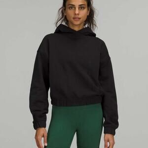 Lululemon Relaxed Cropped Hoodie Women’s Size 4 Black Cotton Terry Boxy